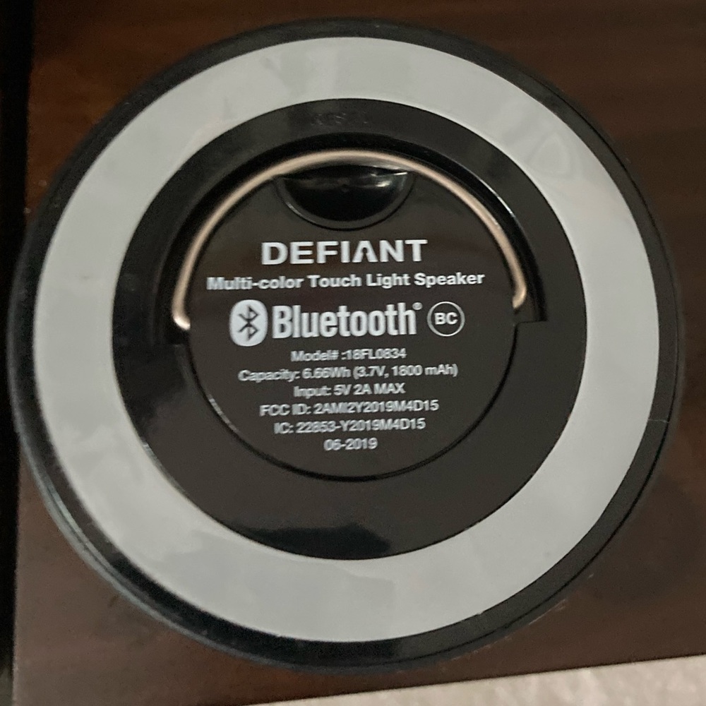 The Defiant multi-color touch light speaker !